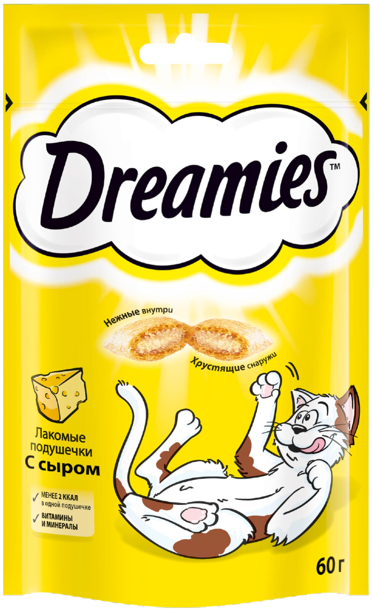 Dreamies лакомство для кошек, подушечки с сыром — купить по доступной цене  с доставкой