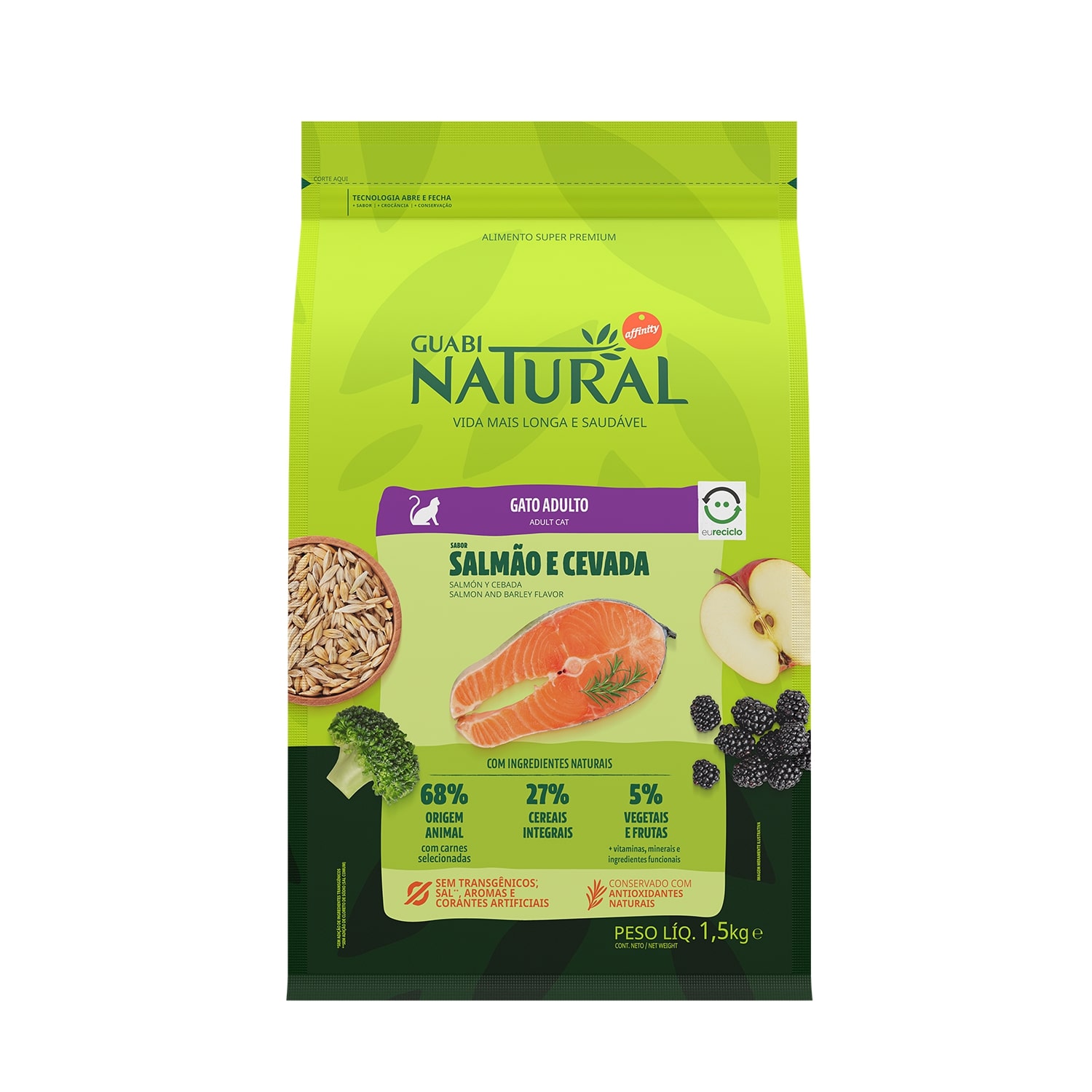 Guabi Natural корм для кошек, лосось и ячмень (1,5 кг)