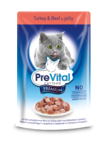 Prevital консервы для взрослых кошек всех пород, с индейкой говядиной в желе