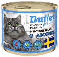Buffet консервы для взрослых кошек всех пород, паштет с лососем