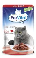 Prevital консервы для взрослых кошек всех пород, с говядиной в соусе