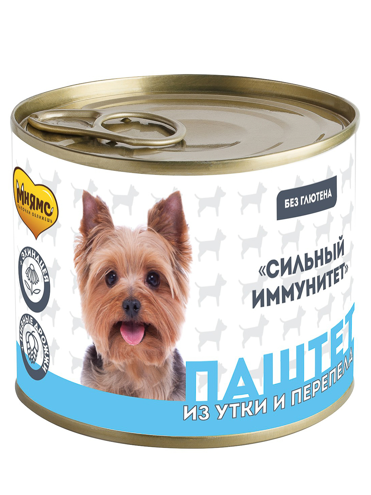 Мнямс Сильный Иммунитет влажный корм для собак всех пород, утка и перепел, паштет (12шт в уп) (200 гр)