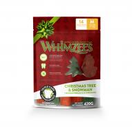 Whimzees лакомство для собак средних пород, Новогодний Микс (елочки/ снеговики)
