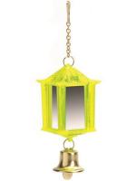 Beeztees Фонарик зеркальный с колокольчиком для птиц пластик желтый