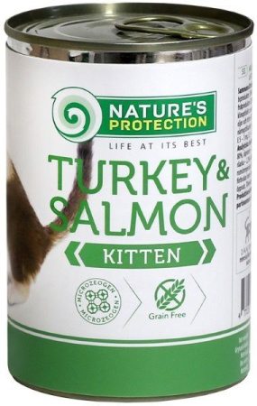 Nature’s Protection влажный корм для котят и кормящих кошек всех пород, индейка и лосось