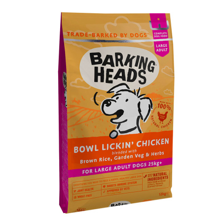 Barking Heads корм для взрослых собак крупных пород, курица и рис 