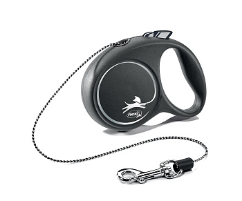 Flexi Black Design рулетка-трос, размер XS, для собак весом до 8 кг, 3 м